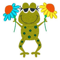 Frog machine embroidery design by sweetstitchdesign.com