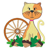 Cute autumn cat machine embroidery design by sweetstitchdesign.com