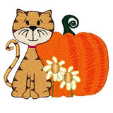 Cute autumn cat machine embroidery design by sweetstitchdesign.com