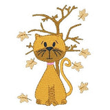 Cute autumn cat machine embroidery design by sweetstitchdesign.com