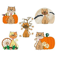 Cute autumn cat machine embroidery designs by sweetstitchdesign.com