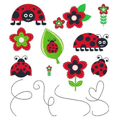 Ladybugs Set of machine embroidery designs by sweetstitchdesign.com