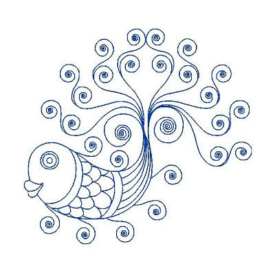Exotic fish machine embroidery design by sweetstitchdesign.com