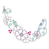 Spring flowers and birds machine embroidery design by sweetstitchdesign.com