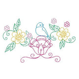 Spring flowers and birds machine embroidery design by sweetstitchdesign.com