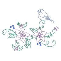 Spring flowers and birds machine embroidery design by s