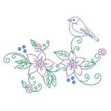 Spring flowers and birds machine embroidery design by sweetstitchdesign.com