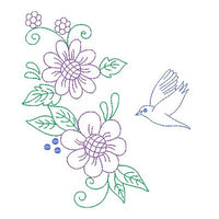 Spring flowers and birds machine embroidery design by sweetstitchdesign.com