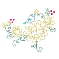 Spring flowers and birds machine embroidery design by sweetstitchdesign.com