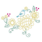 Spring flowers and birds machine embroidery design by sweetstitchdesign.com