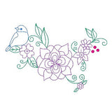 Spring flowers and birds machine embroidery design by sweetstitchdesign.com