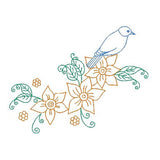 Spring flowers and birds machine embroidery design by sweetstitchdesign.com