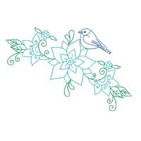 Spring flowers and birds machine embroidery design by sweetstitchdesign.com