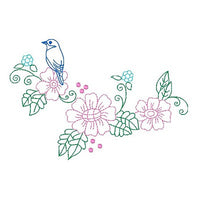 Spring flowers and birds machine embroidery design by sweetstitchdesign.com