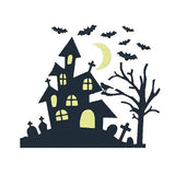 Halloween ghostly house machine embroidery design by sweetstitchdesign.com
