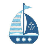 Sailboat machine embroidery design by sweetstitchdesign.com
