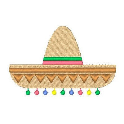 Mexican sombrero machine embroidery design by sweetstitchdesign.com