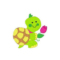 Cute baby turtle machine embroidery design by sweetstitchdesign.com