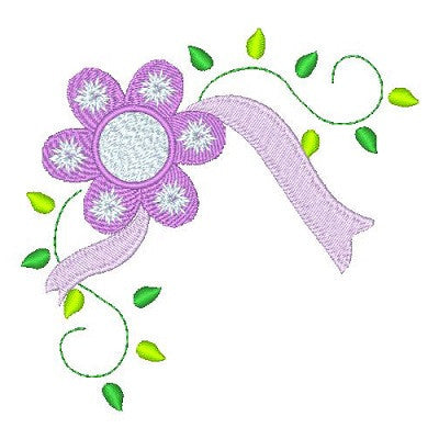 Floral corner machine embroidery design by sweetstitchdesign.com