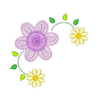 Floral corner machine embroidery design by sweetstitchdesign.com
