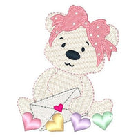 Valentine teddy bear machine embroidery design by sweetstitchdesign.com