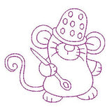 Roly poly sewing mouse machine embroidery design by sweetstitchdesign.com