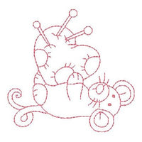 Roly poly sewing mouse machine embroidery design by sweetstitchdesign.com