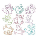 Roly Poly Sewing Mice set of machine embroidery designs by sweetstitchdesign.com