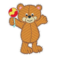 Old fashioned bear machine embroidery design by sweetstitchdesign.com