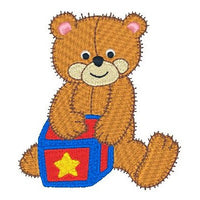 Old fashioned bear machine embroidery design by sweetstitchdesign.com