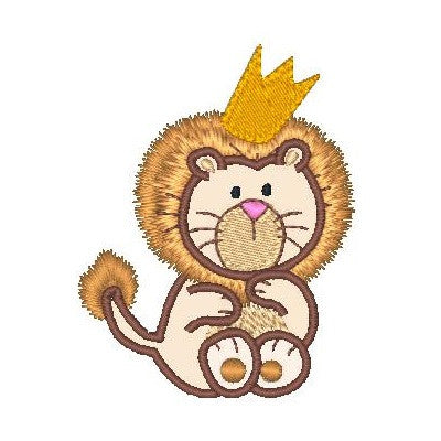 Sweet little lion applique machine embroidery design by sweetstitchdesign.com