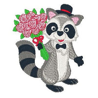 Valentine raccoon machine embroidery designs by sweetstitchdesign.com