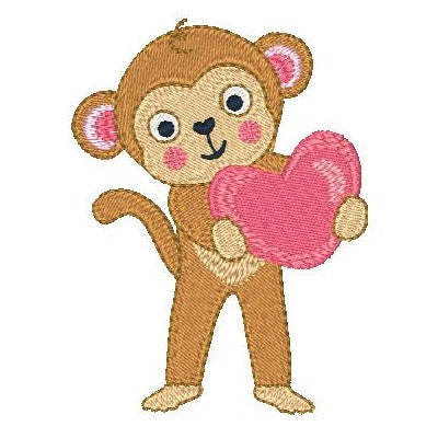 Valentine monkey machine embroidery designs by sweetstitchdesign.com