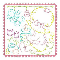 Sunbonnet baby block machine embroidery design by sweetstitchdesign.com