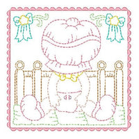 Sunbonnet baby block machine embroidery design by sweetstitchdesign.com