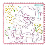 Sunbonnet baby block machine embroidery design by sweetstitchdesign.com