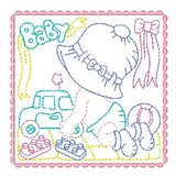 Sunbonnet baby block machine embroidery design by sweetstitchdesign.com