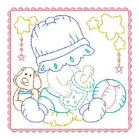 Sunbonnet baby block machine embroidery design by sweetstitchdesign.com