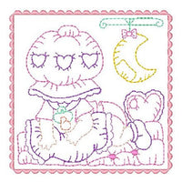 Sunbonnet baby block machine embroidery design by sweetstitchdesign.com