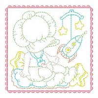 Sunbonnet baby block machine embroidery design by sweetstitchdesign.com