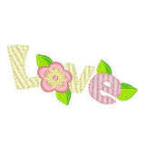 Floral love word Machine Embroidery Design by sweetstitchdesign.com