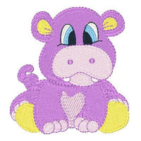 Baby hippo machine embroidery design by sweetstitchdesign.com