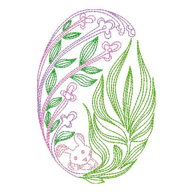 Easter egg machine embroidery design by sweetstitchdesign.com