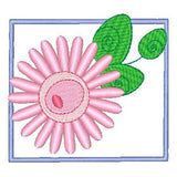 Garden Flower applique machine embroidery design by sweetstitchdesign.com