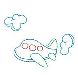 Aeroplane - multi-colored linework machine embroidery design by sweetstitchdesign.com