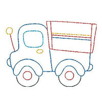 Truck - multi-colored linework machine embroidery design by sweetstitchdesign.com