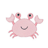 Pink crab machine embroidery design by sweetstitchdesign.com