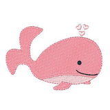 Pink whale machine embroidery design by sweetstitchdesign.com