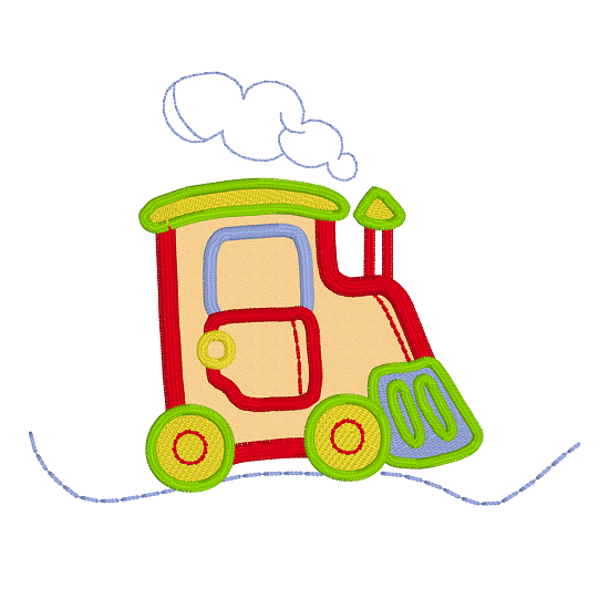 Toy train applique machine embroidery design by sweetstitchdesign.com