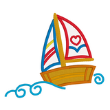 Sailing boat applique embroidery design by sweetstitchdesign.com